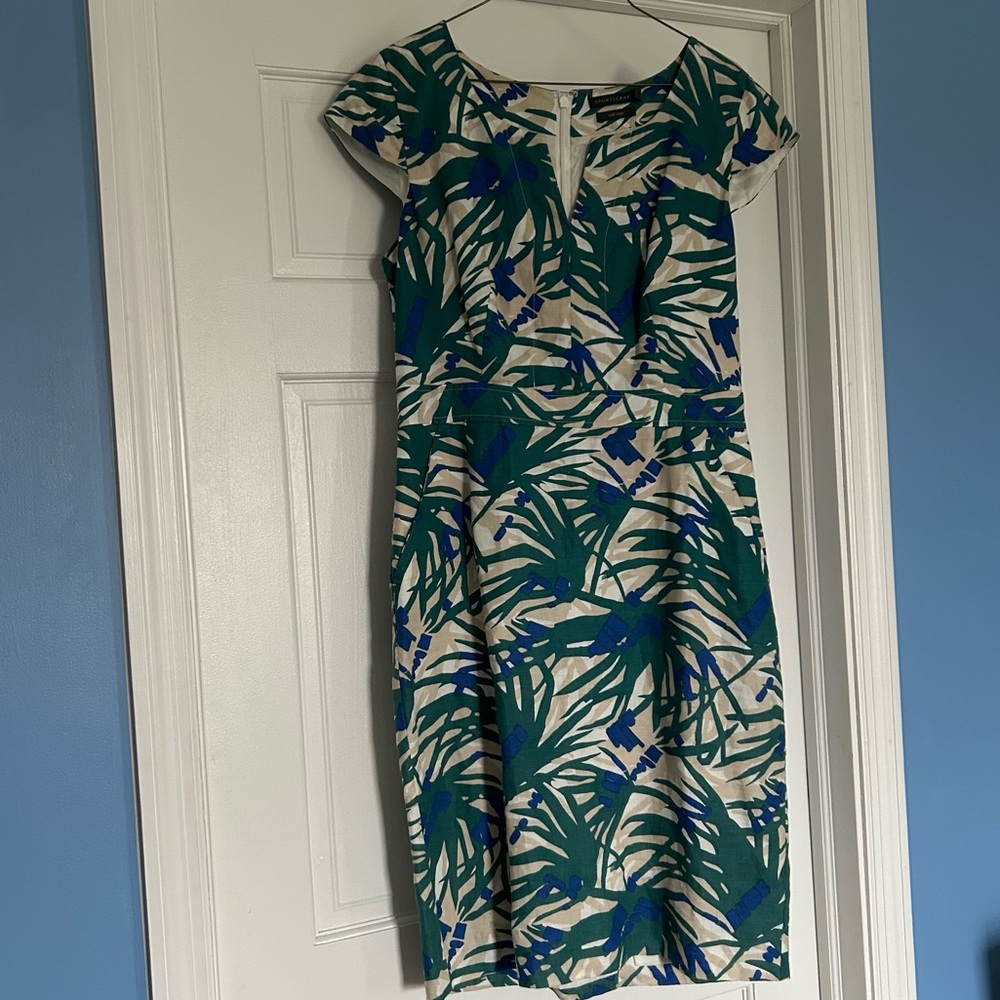 Sportscraft women’s 10 pure linen tropical print dress spring summer travel